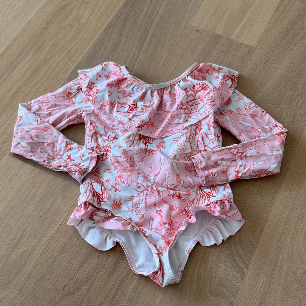Girls Rashguard Ruffle Swimsuit - Picture 2 of 6
